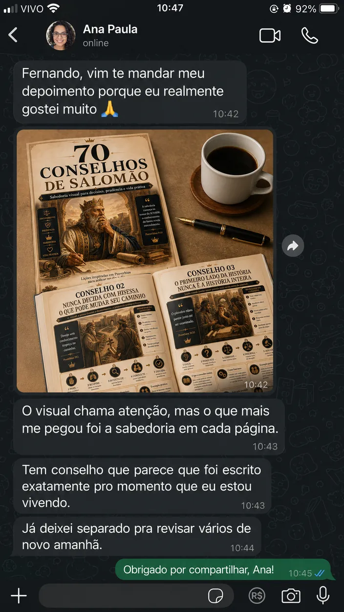 Conversa de uma leitora que usou os mapas no devocional em grupo